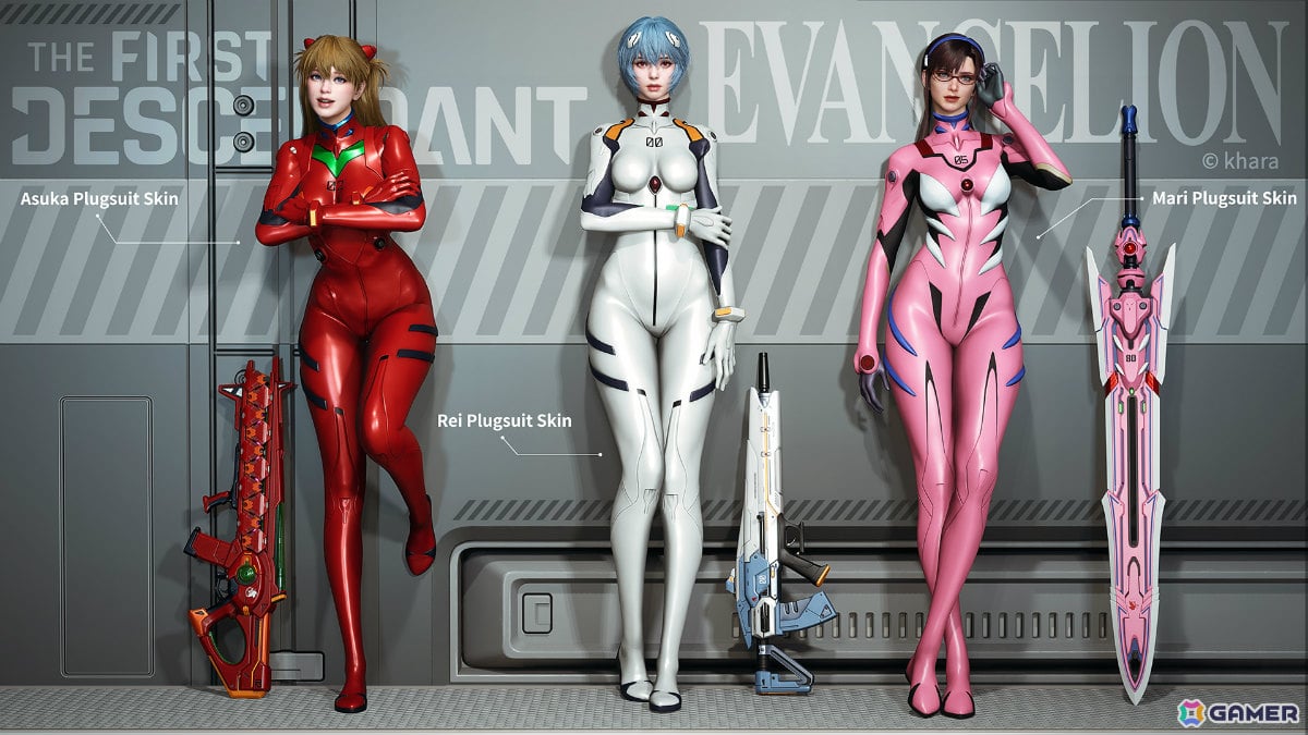 「The First Descendant」で「エヴァンゲリオン」コラボが開催!レイ、アスカ、マリのプラグスーツ風スキンやヘアスタイル、メイクなどをゲットしようの画像