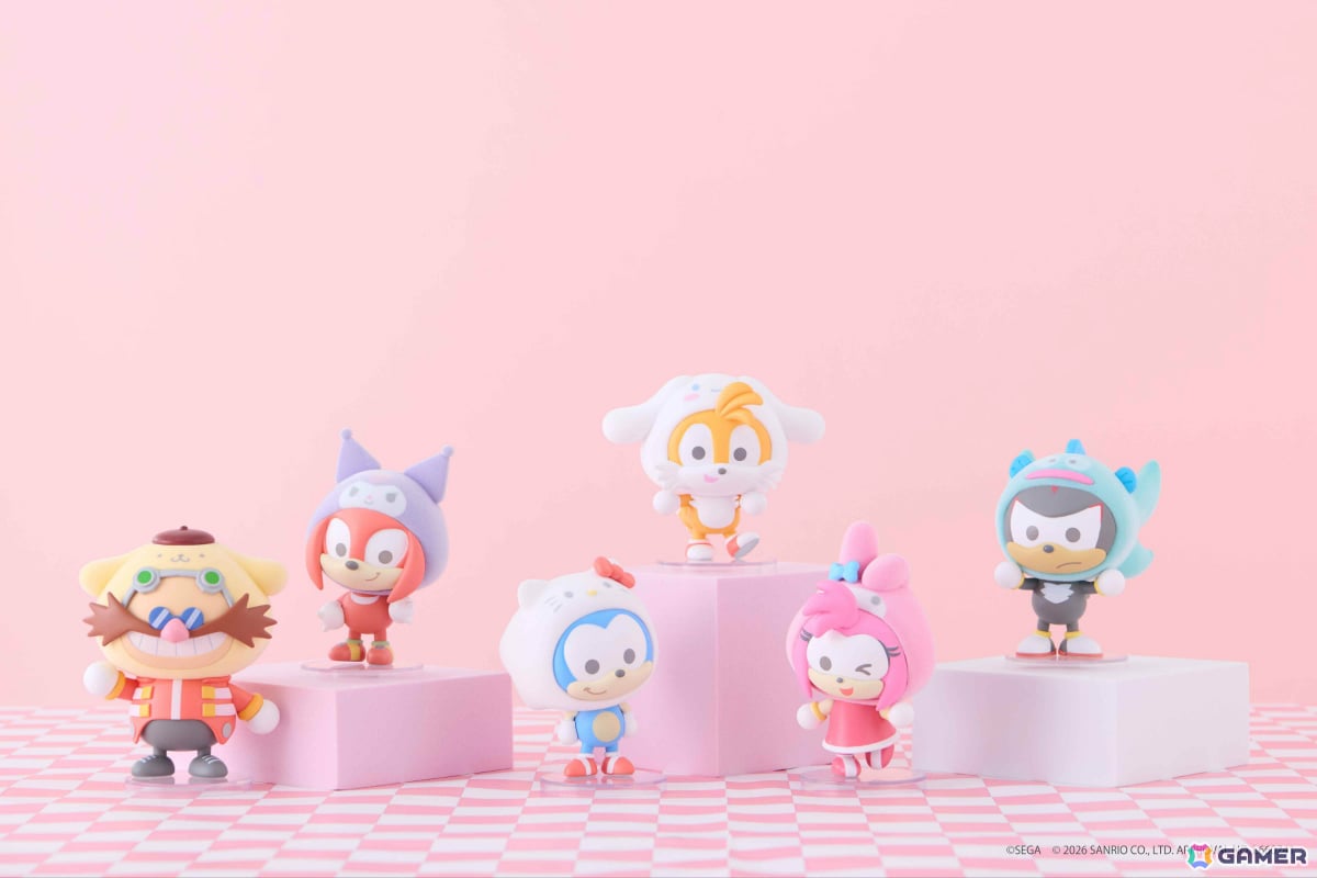 「SONIC & FRIENDS」×「サンリオキャラクターズ」のコラボ商品「ふわふわフィギュア(Enjoy/Relax)」が登場!の画像