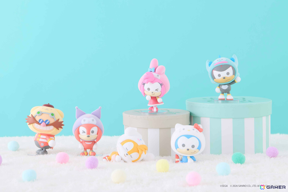 「SONIC & FRIENDS」×「サンリオキャラクターズ」のコラボ商品「ふわふわフィギュア(Enjoy/Relax)」が登場!の画像
