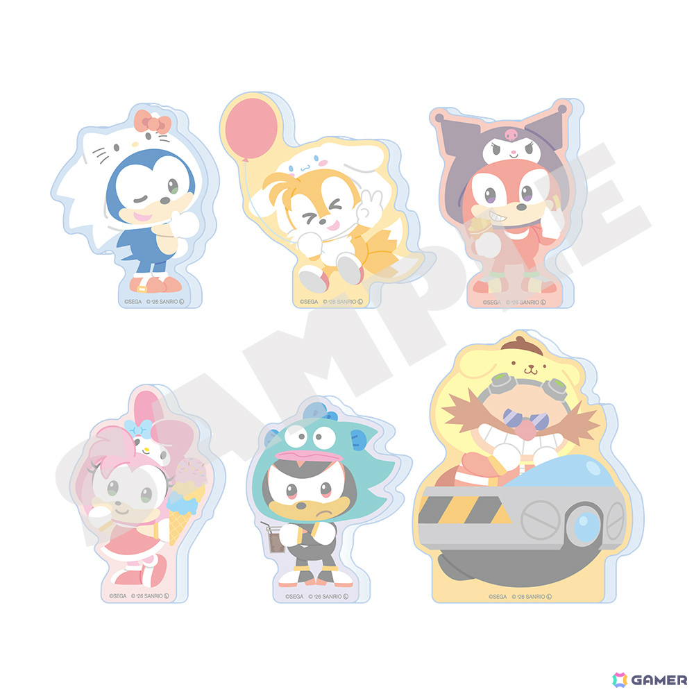 「SONIC & FRIENDS」×「サンリオキャラクターズ」のコラボ商品「ふわふわフィギュア(Enjoy/Relax)」が登場!の画像