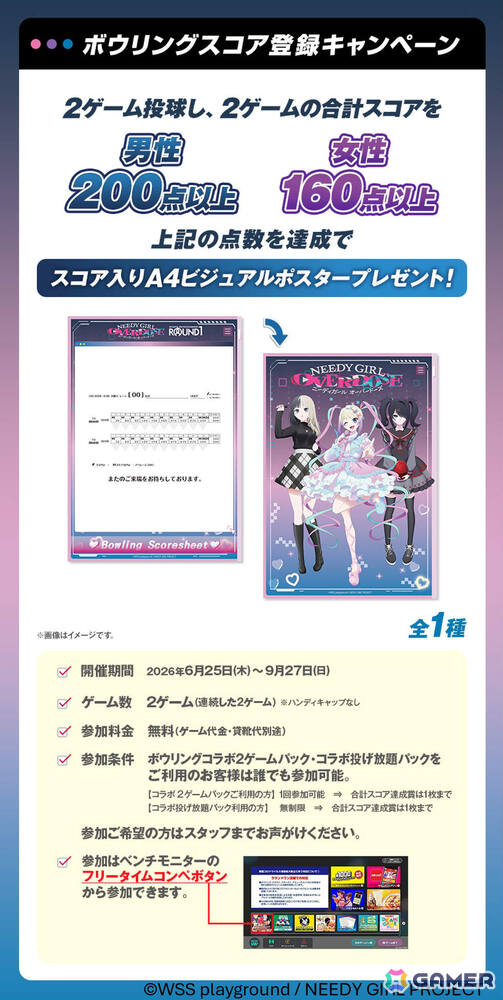 アニメ「NEEDY GIRL OVERDOSE」×ラウンドワンのコラボが6月25日より各店舗で開催！超てんちゃん、あめちゃん、かちぇの描きおろしグッズを販売の画像12