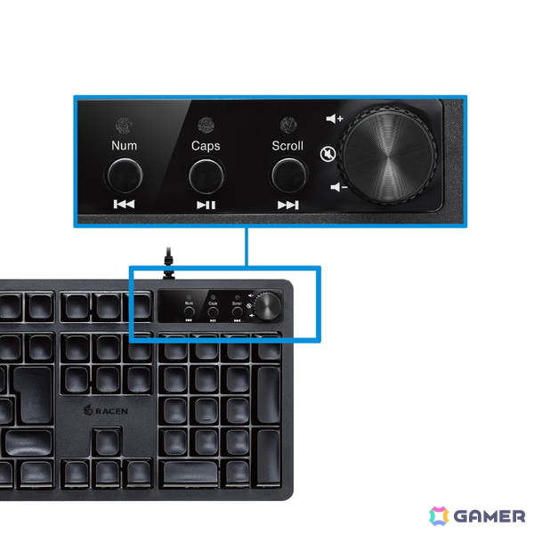 「RACEN メンブレン式ゲーミングキーボード Blink」が近日発売！音量調整ダイヤルや側面印字キーキャップを採用の画像6