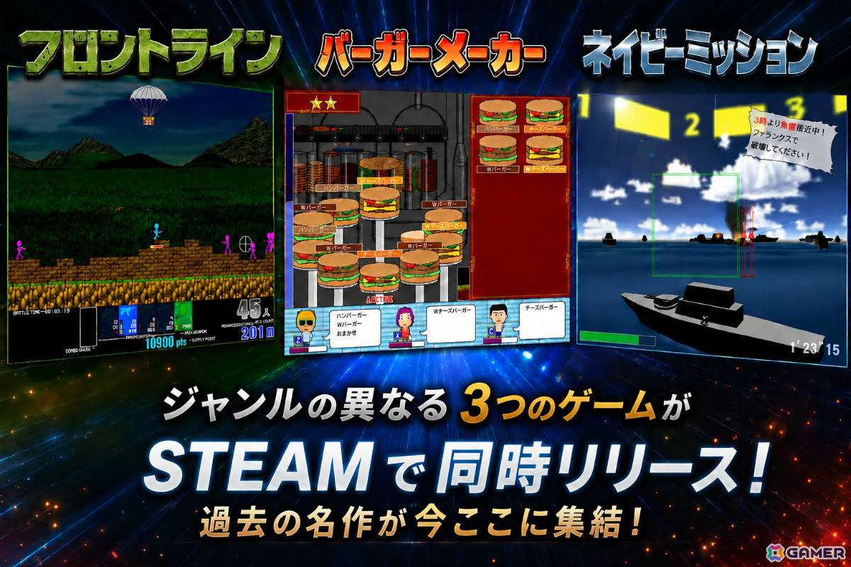 2000年代のフリーゲーム「フロントライン」「ネイビーミッション」「バーガーメーカー」がSteamで7月上旬に順次リリース!の画像