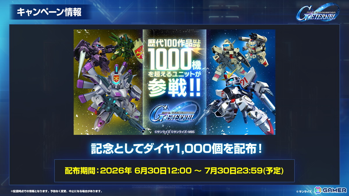 「SDガンダム ジージェネレーション エターナル」のロードマップ公開！「機動戦士ガンダムF91」追加やDMM GAMES版配信が決定の画像