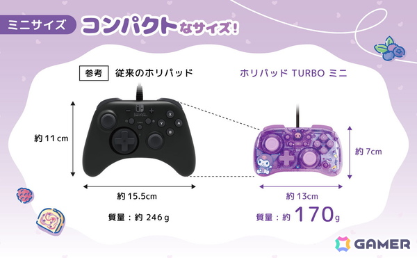 クロミとシナモロールがデザインされたSwitch2向け「ホリパッド TURBO ミニ」＆「ぷっくり ハイブリッドポーチ」が8月に発売！の画像