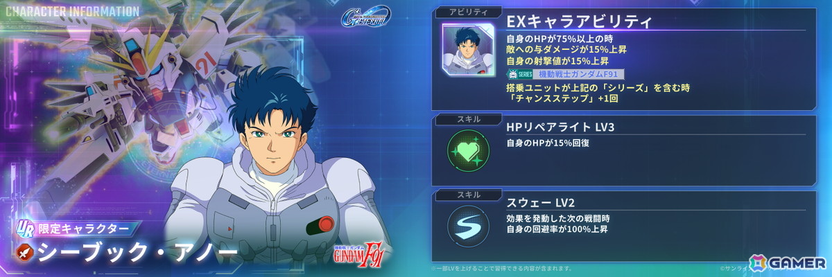「SDガンダム ジージェネレーション エターナル」でメインステージ「機動戦士ガンダムF91」が実装！900万ダウンロードを記念したダイヤパックも販売中の画像