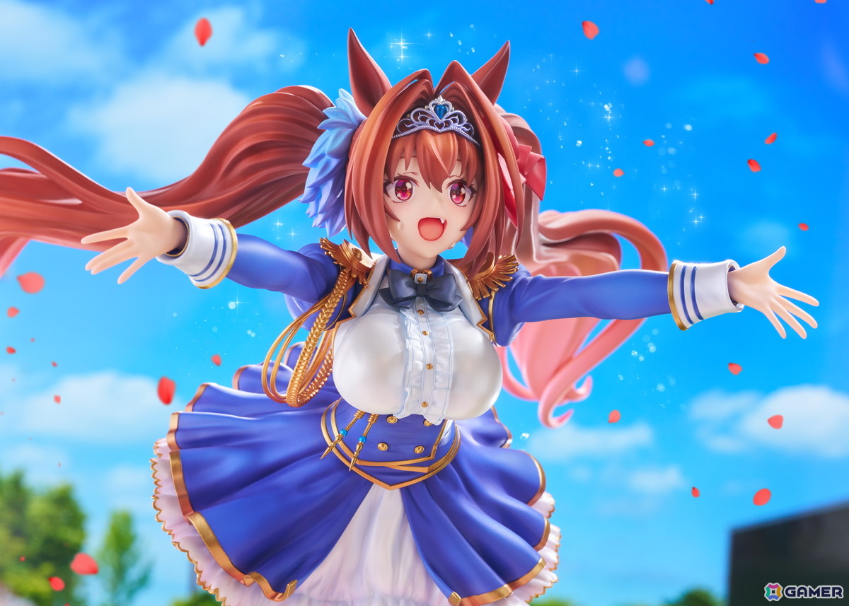 「ウマ娘」のサポートカード［緋色の君へ風が吹く］をモチーフにダイワスカーレットが1/7スケールでフィギュア化！オプションのジュエルシールで情景感がアップの画像