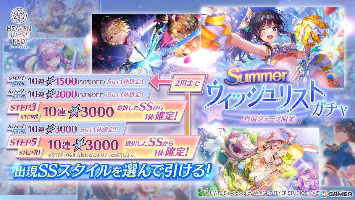 「ヘブバン」浴衣姿の華村詩紀などをピックアップしたガチャが開催!S以上確定ガチャチケットを最大10枚獲得できるSummerログインボーナスもの画像