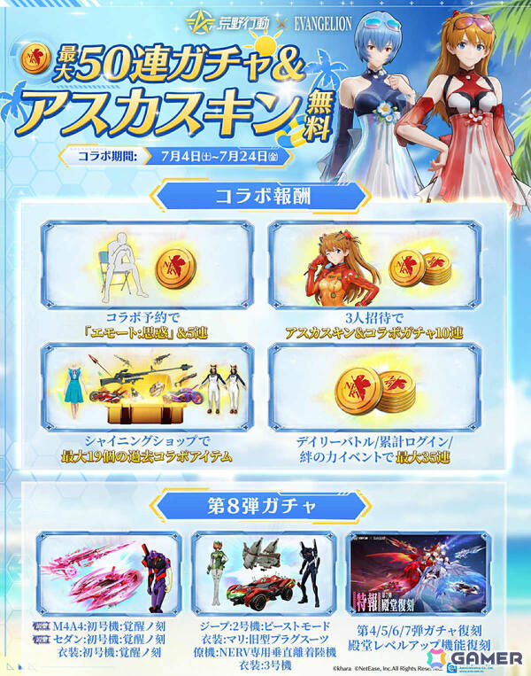 「荒野行動」で「エヴァンゲリオン」コラボ第8弾が開催！覚醒初号機をモチーフにした殿堂級コラボアイテムやレイ＆アスカの水着スキンを手に入れようの画像3