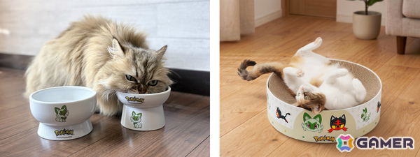 ポケモンデザインの猫用品が7月6日より順次発売！ニャース、ニャビー、ニャオハがデザインされた脚付食器や爪とぎ、おもちゃがラインナップの画像3