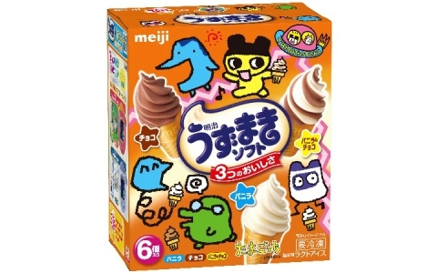 30周年を迎える「明治うずまきソフト」と「たまごっち」のコラボパッケージが7月上旬より順次発売！世代を超えて楽しめるデザインに