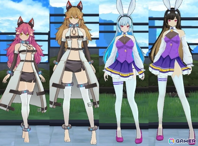左から、チイ(フェンリル)、ハル(フェンリル)、エフネル(白兎)、リリー(白兎)