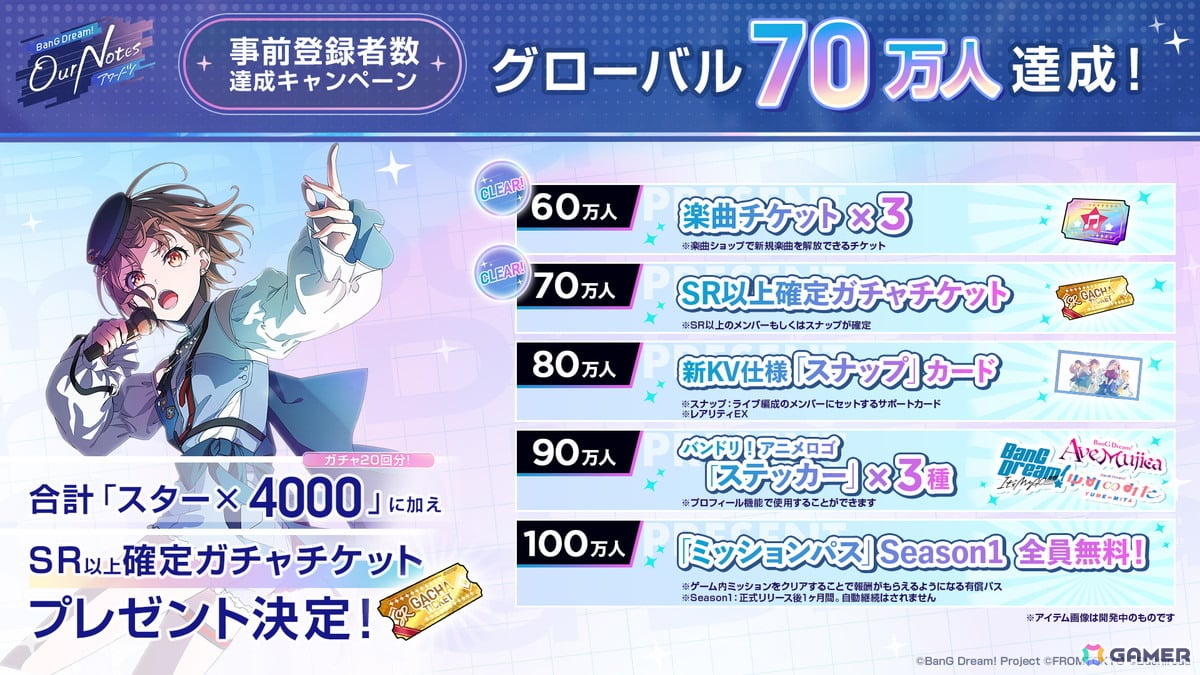 「BanG Dream! Our Notes」事前登録者数がグローバル70万人を突破!ゲーム内に登場するバンド「夢限大みゅーたいぷ」が主役のアニメも放送・配信中の画像
