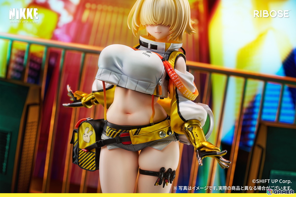 「勝利の女神：NIKKE」エレグがフルチャージのエネルギーをまとって華やかに立体化！目元を覆う金髪の下からのぞく鋭く意志の強い眼差しも魅力的に表現の画像
