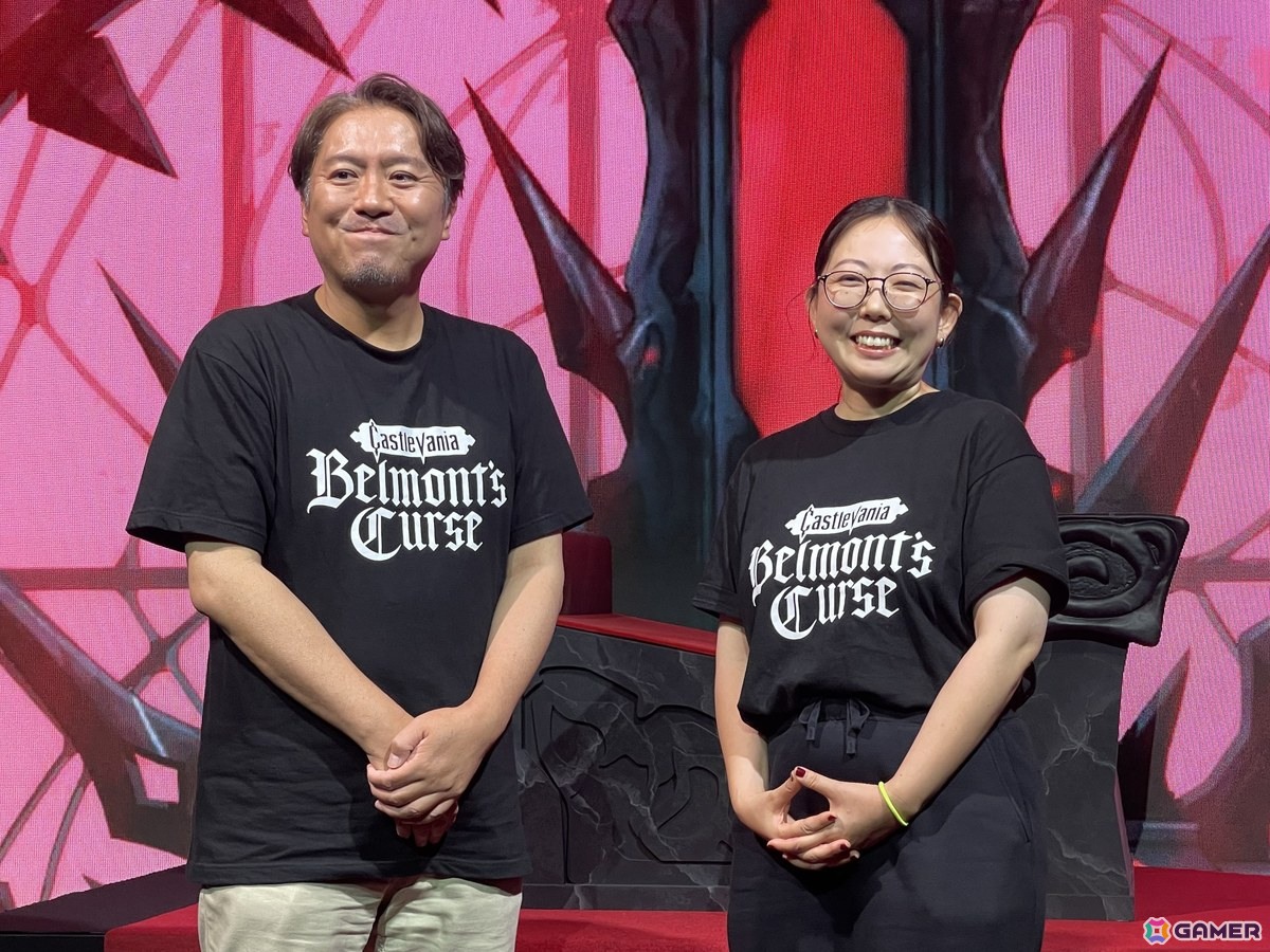 コナミデジタルエンタテインメント「Castlevania: Belmont's Curse」プロデューサーの谷口勲氏(向かって左)、ディレクターの外尾有樹子氏(向かって右)