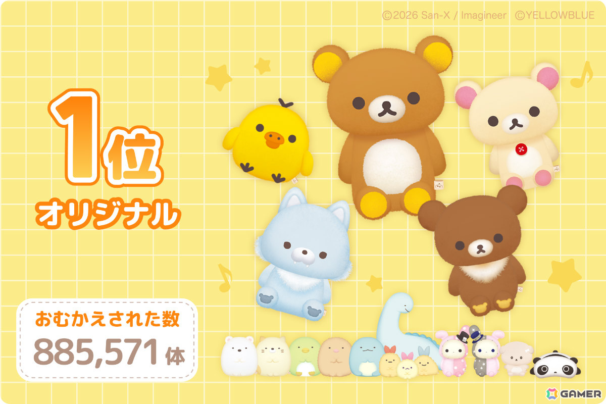 「ただいま~リラックマとすみっコとわたし~」は1周年!ぬいぐるみのお迎え数は174万体を突破、種類は422体にの画像