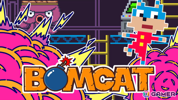 80'sアーケードへのリスペクトに満ちた爆弾アクション「BOMCAT」が7月23日に配信！二足歩行のネコとなって危険な爆弾工場に囚われたレディを救えの画像1