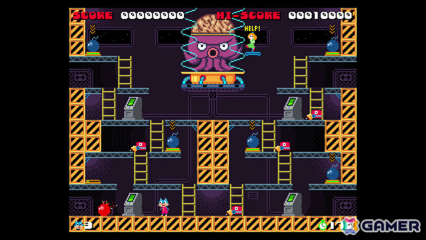 80'sアーケードへのリスペクトに満ちた爆弾アクション「BOMCAT」が7月23日に配信!二足歩行のネコとなって危険な爆弾工場に囚われたレディを救えの画像