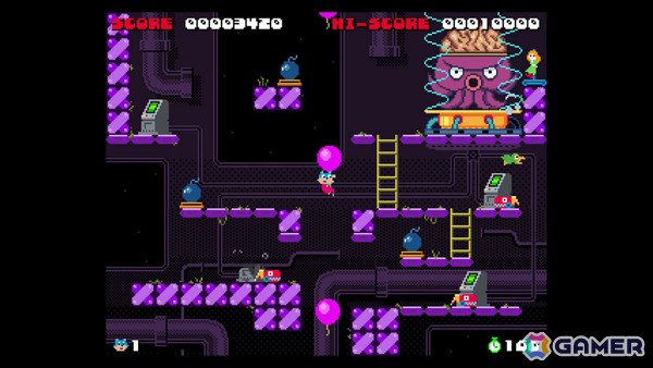 80'sアーケードへのリスペクトに満ちた爆弾アクション「BOMCAT」が7月23日に配信!二足歩行のネコとなって危険な爆弾工場に囚われたレディを救えの画像