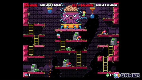 80'sアーケードへのリスペクトに満ちた爆弾アクション「BOMCAT」が7月23日に配信!二足歩行のネコとなって危険な爆弾工場に囚われたレディを救えの画像