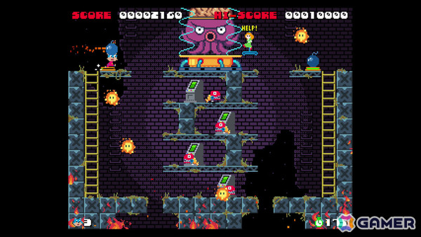 80'sアーケードへのリスペクトに満ちた爆弾アクション「BOMCAT」が7月23日に配信!二足歩行のネコとなって危険な爆弾工場に囚われたレディを救えの画像
