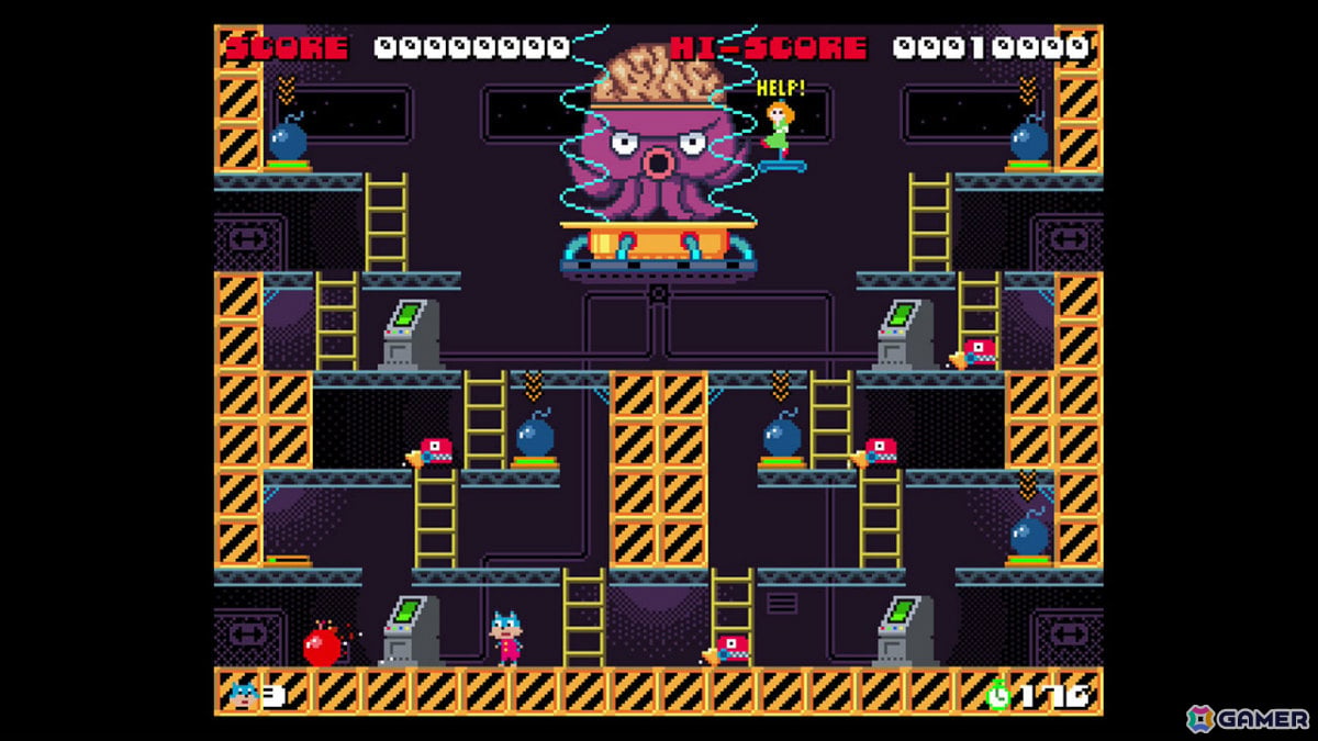 80'sアーケードへのリスペクトに満ちた爆弾アクション「BOMCAT」が7月23日に配信！二足歩行のネコとなって危険な爆弾工場に囚われたレディを救えの画像2