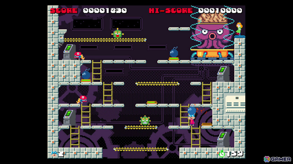 80'sアーケードへのリスペクトに満ちた爆弾アクション「BOMCAT」が7月23日に配信！二足歩行のネコとなって危険な爆弾工場に囚われたレディを救えの画像3