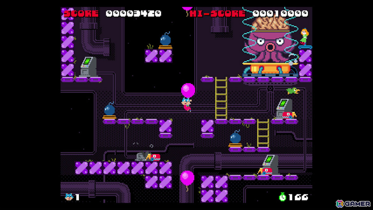 80'sアーケードへのリスペクトに満ちた爆弾アクション「BOMCAT」が7月23日に配信！二足歩行のネコとなって危険な爆弾工場に囚われたレディを救えの画像4