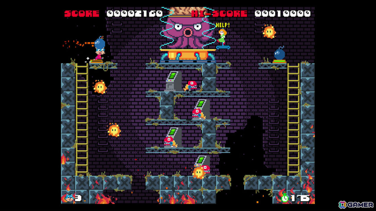 80'sアーケードへのリスペクトに満ちた爆弾アクション「BOMCAT」が7月23日に配信！二足歩行のネコとなって危険な爆弾工場に囚われたレディを救えの画像6