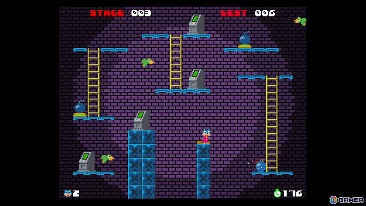 80'sアーケードへのリスペクトに満ちた爆弾アクション「BOMCAT」が7月23日に配信！二足歩行のネコとなって危険な爆弾工場に囚われたレディを救えの画像7