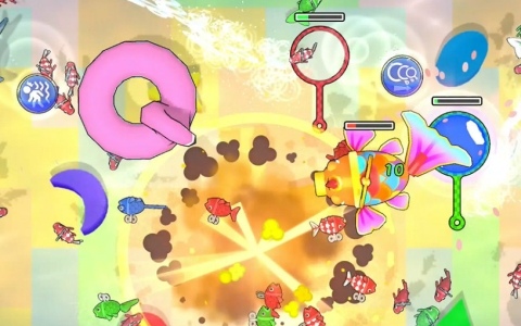 最大4人の金魚すくいバトル「超金魚すくい」が7月23日に配信!アイテムでポイを大きくするなどハチャメチャな勝負を楽しめる