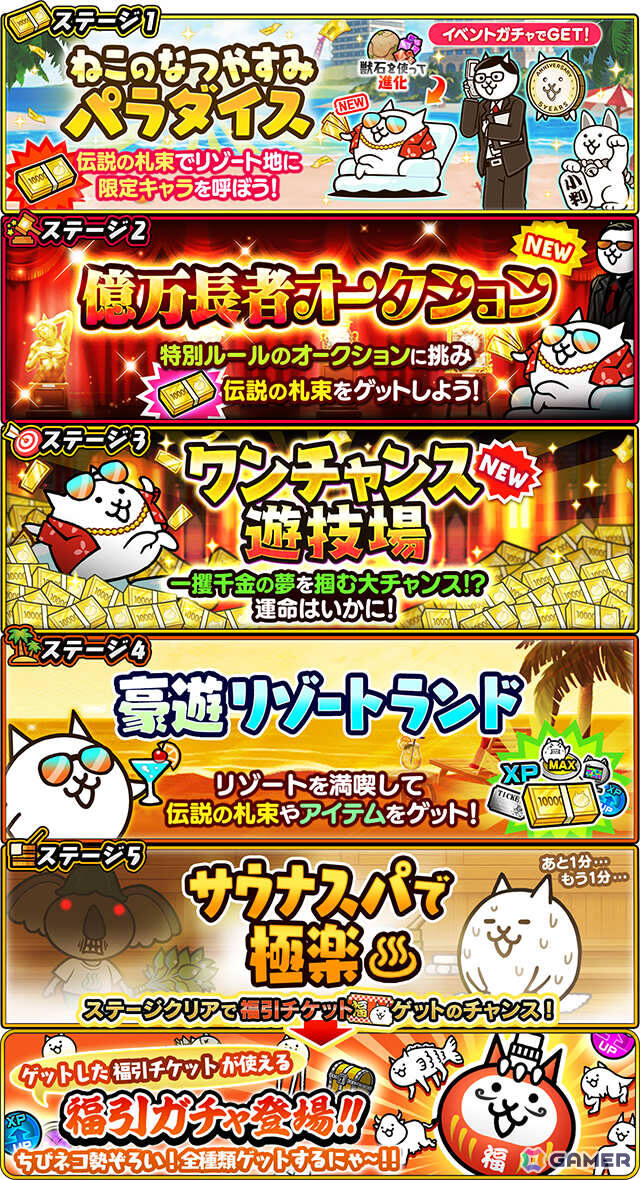 「にゃんこ大戦争」水着姿の少女たちがレアガチャ「サマーガールズ サンシャイン」に登場!限定ステージなどを楽しめるイベントもの画像