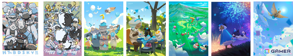 「Sky 星を紡ぐ子どもたち」7周年を記念して描き下ろしバースデーカード&地域限定「ご当地マナティ」ステッカーの販売がローソンプリントで開始!の画像