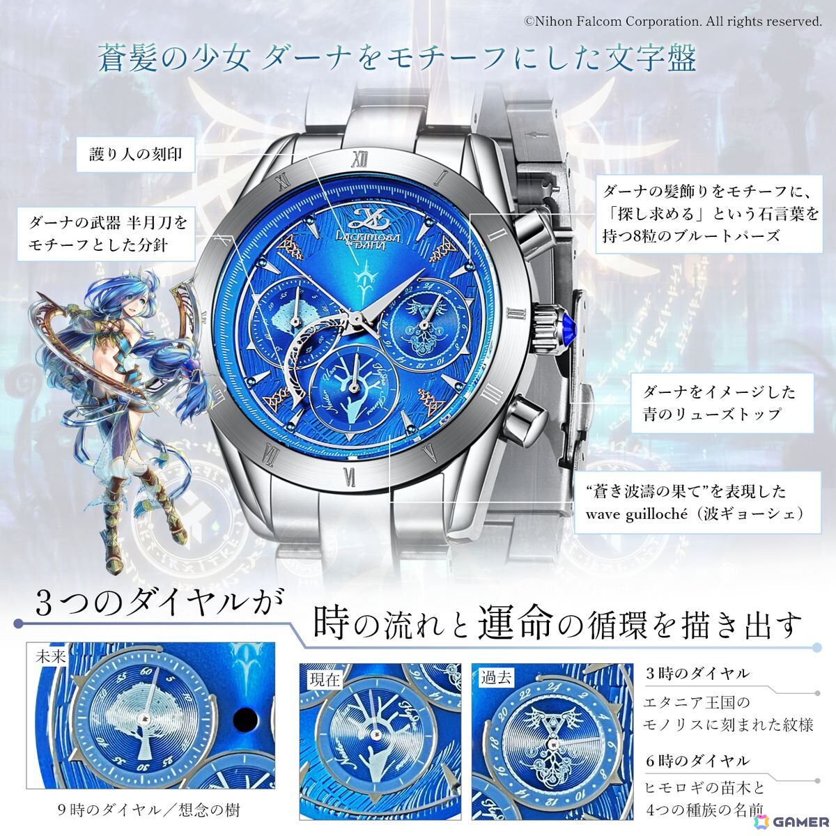 3つのダイヤルが時の流れと運命の循環を描く