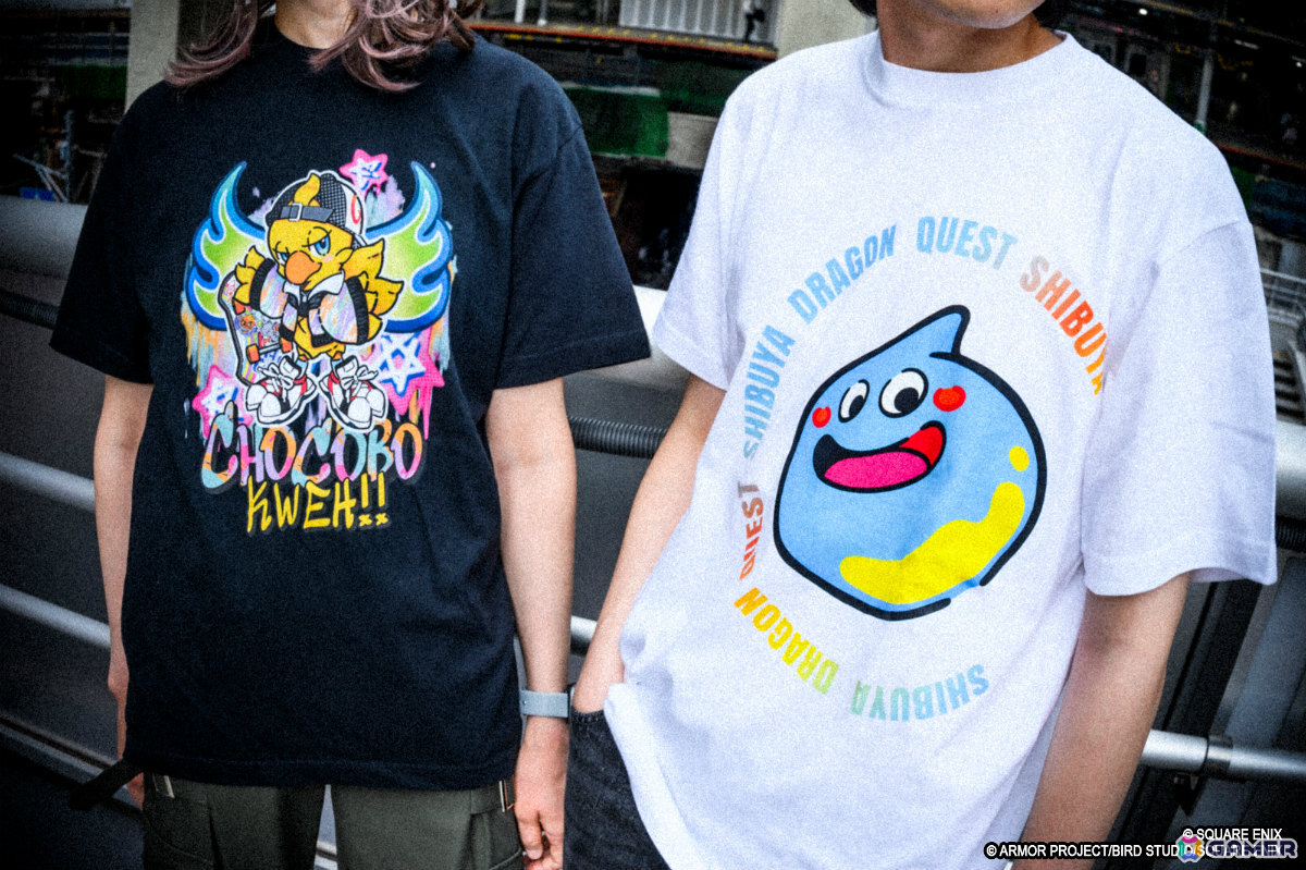 渋谷をイメージしたカラフル＆ポップなスライムとチョコボのTシャツが7月24日よりSQUARE ENIX GARDENで販売開始！の画像