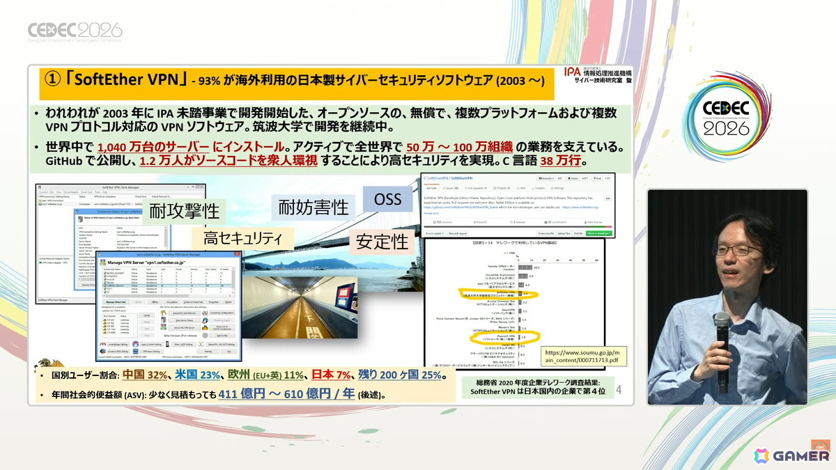 ASVの具体例としてIPAが開発したVPNソフトウェア「SoftEther VPN」などを紹介。