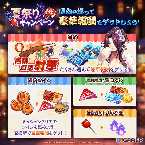 「陰の実力者になりたくて！マスターオブガーデン」夏祭りキャンペーンが開催！SSキャラや100連分のガチャチケットをゲットしようの画像2