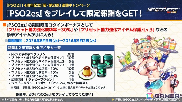 「PSO2 ニュージェネシス」sena先生とのクリエイターコラボ、ずんだもんとのコラボ開催が発表！「超・夢幻祭」の情報もの画像32