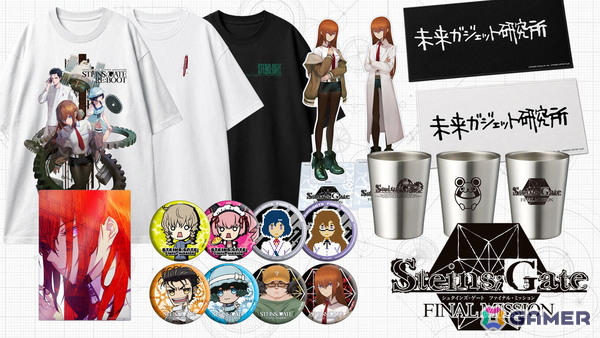 「STEINS;GATE ファイナルミッション」の物販販売商品ラインナップ第2弾が公開！全100種の缶バッジやTシャツ、huke氏が手掛けるオリジナルグッズなどが登場の画像1