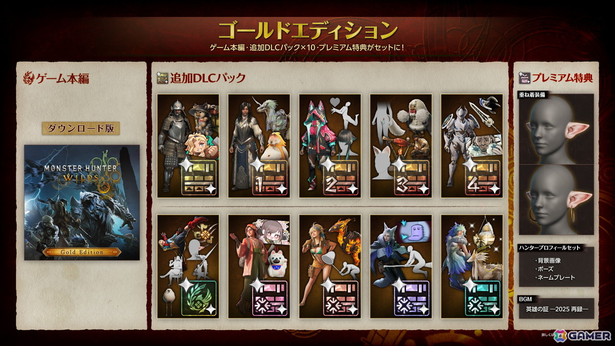 「モンスターハンターワイルズ」ゲーム本編が新価格の4,990円(税込)に!DLCパックをセットにしたゴールドエディションが新発売の画像