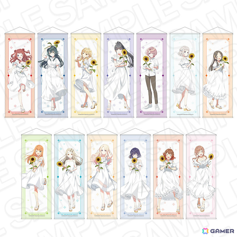 「学園アイドルマスター POP UP SHOP」の事後通販が開始！向日葵を持ったアイドルたちのオーロラクリアカードや特大タぺストリーなどがラインナップの画像
