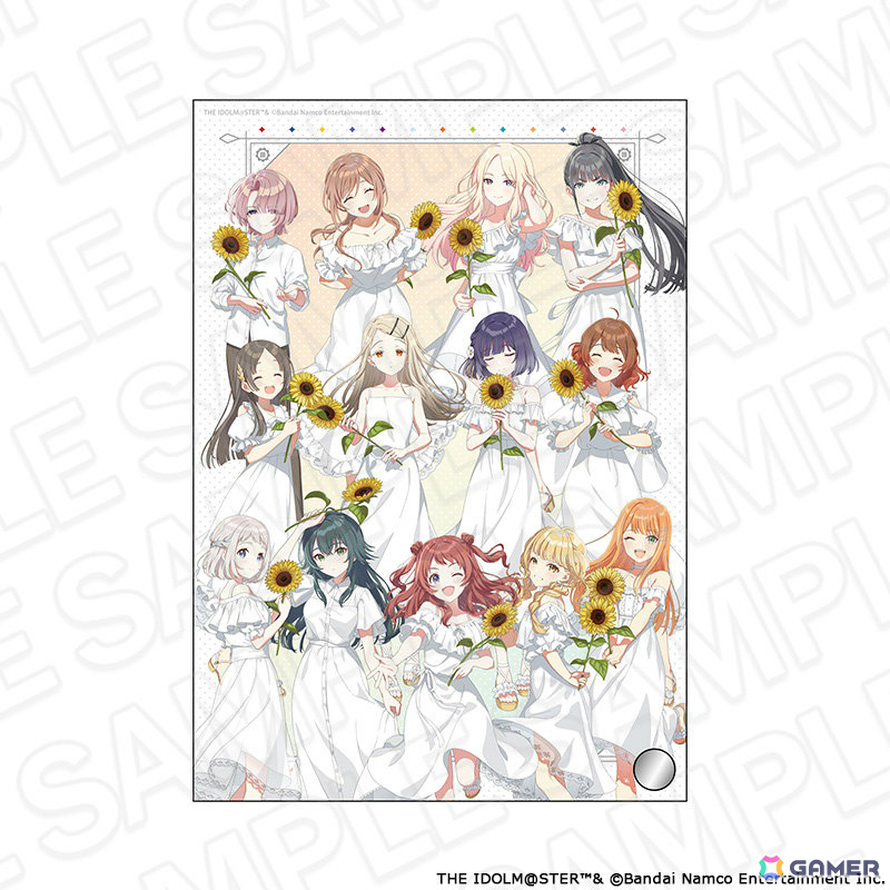 「学園アイドルマスター POP UP SHOP」の事後通販が開始！向日葵を持ったアイドルたちのオーロラクリアカードや特大タぺストリーなどがラインナップの画像