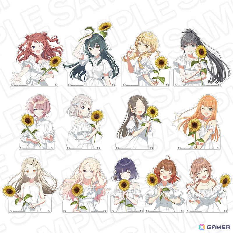 「学園アイドルマスター POP UP SHOP」の事後通販が開始！向日葵を持ったアイドルたちのオーロラクリアカードや特大タぺストリーなどがラインナップの画像