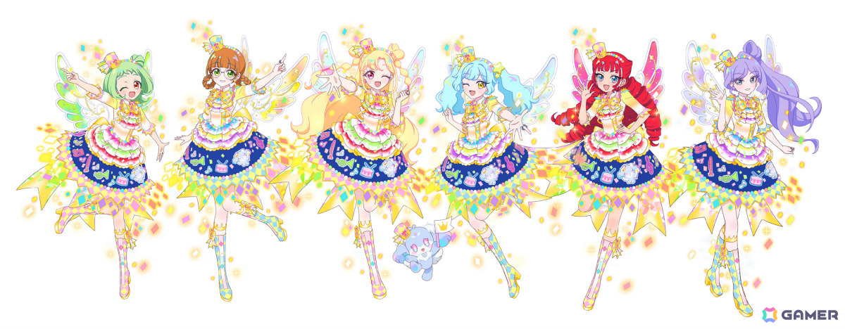 「パレードバズリウムコーデ」を着た「おねがいかなえ隊」のイラスト
