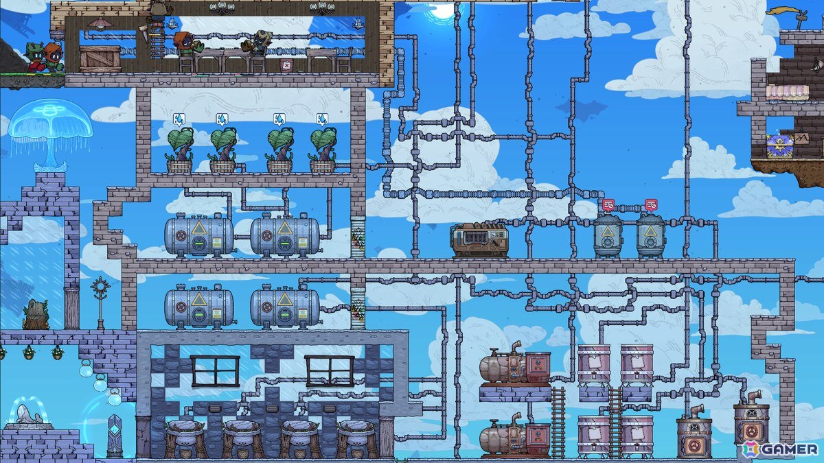 2D浮遊島コロニーシム「雲ぐらしの民」のアップデートが8月19日に配信！採掘機やパイプラインなど快適性を向上させる施設が追加の画像2