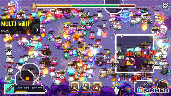 押し寄せるスライムの大群を迎え撃つピクセルアート・防衛アクション「スライム大騒動」CS版が発表！の画像