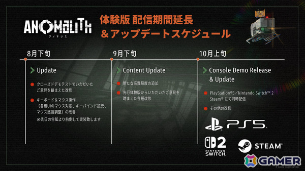 「アノマリス／ANOMALITH」先行体験版と「クライムライト／CRYMELIGHT」バトル試遊版、8月9日以降も配信を継続の画像1