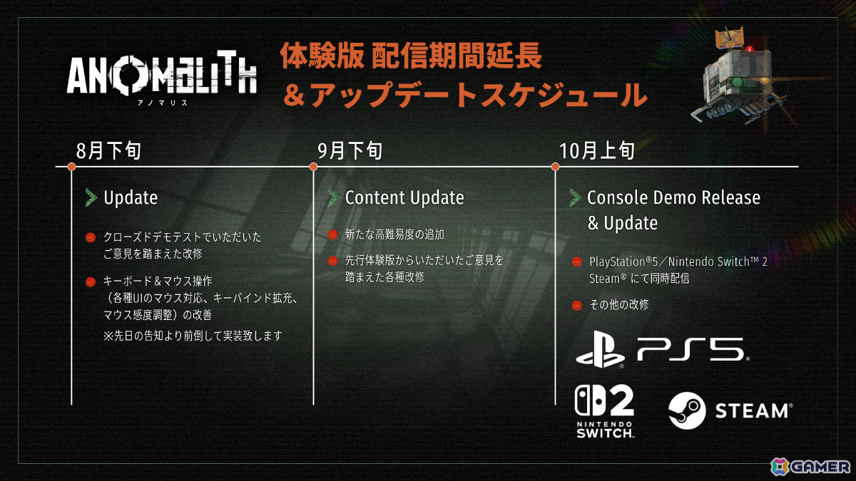 「アノマリス／ANOMALITH」先行体験版と「クライムライト／CRYMELIGHT」バトル試遊版、8月9日以降も配信を継続の画像