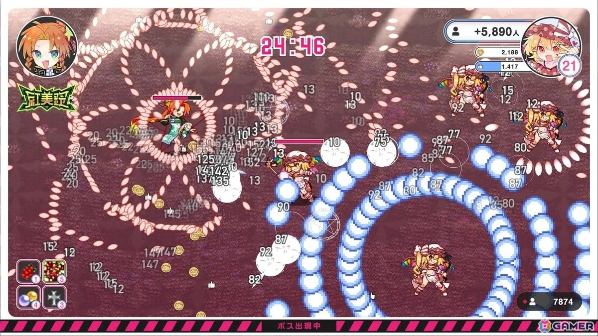ビートまりお氏の同人サークルCOOL&CREATEによる東方Project二次創作・見下ろし型ローグライトアクション「インターネットサバイバーサバイバーズ」がSteamで発売!の画像