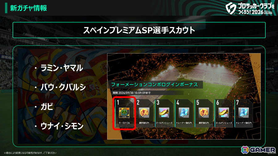 「プロサッカークラブをつくろう！2026」サカつくモードのシーズン終了後に利用できるボーナスカウントやSP選手の外付け強化機能「アクセサリ」が実装！の画像